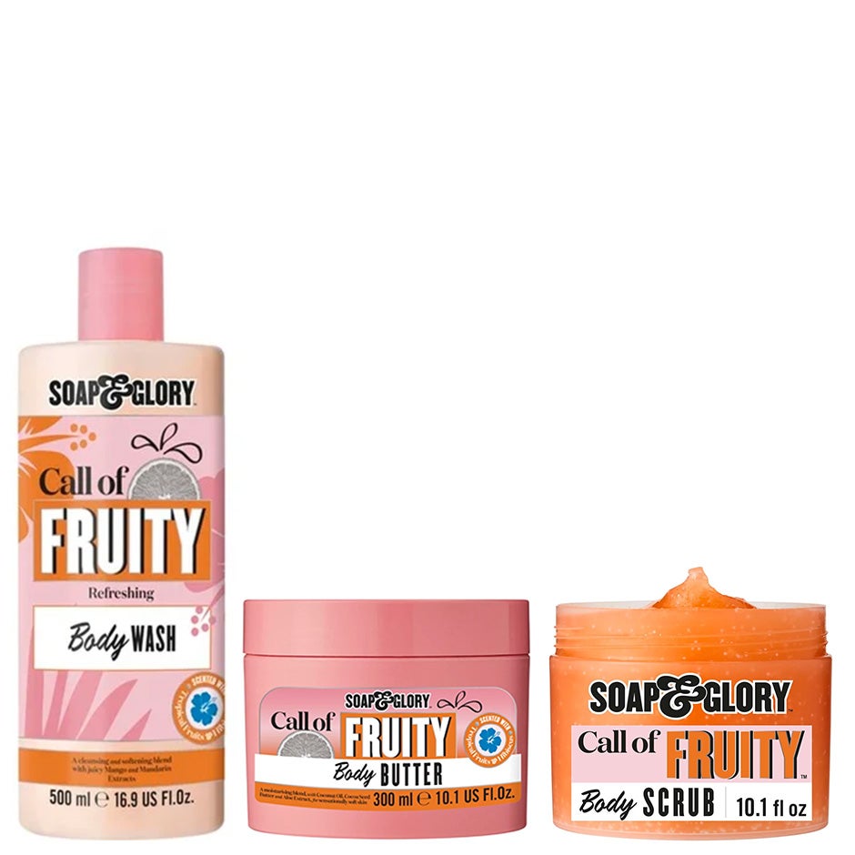 Soap & Glory Call of Fruity Trio Body Wash 500ml, Body Butter 300ml, Body Scrub 300 ml - 1100 ml