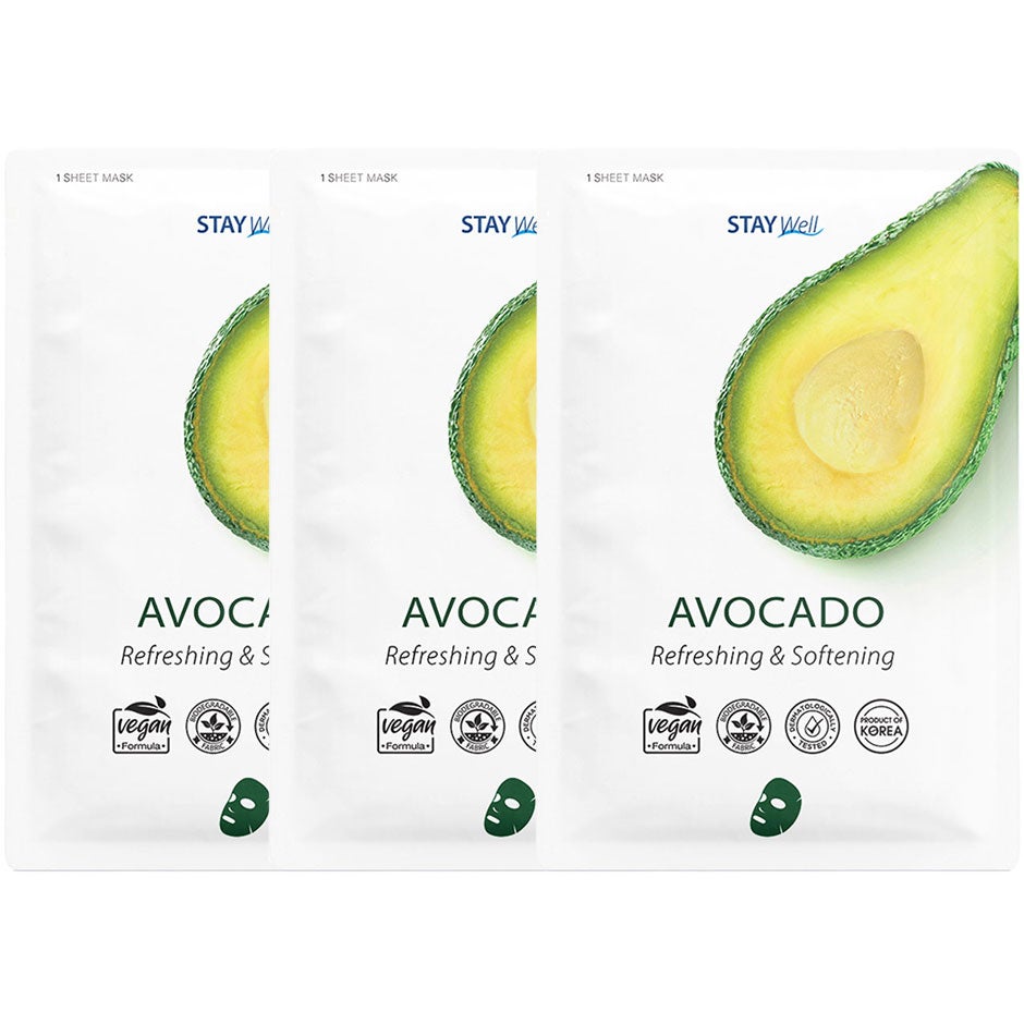 Stay Well Vegan Sheet Mask Avocado 3pcs