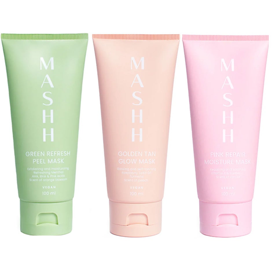 MASHH Mask Trio Pink, Green & Golden Mask